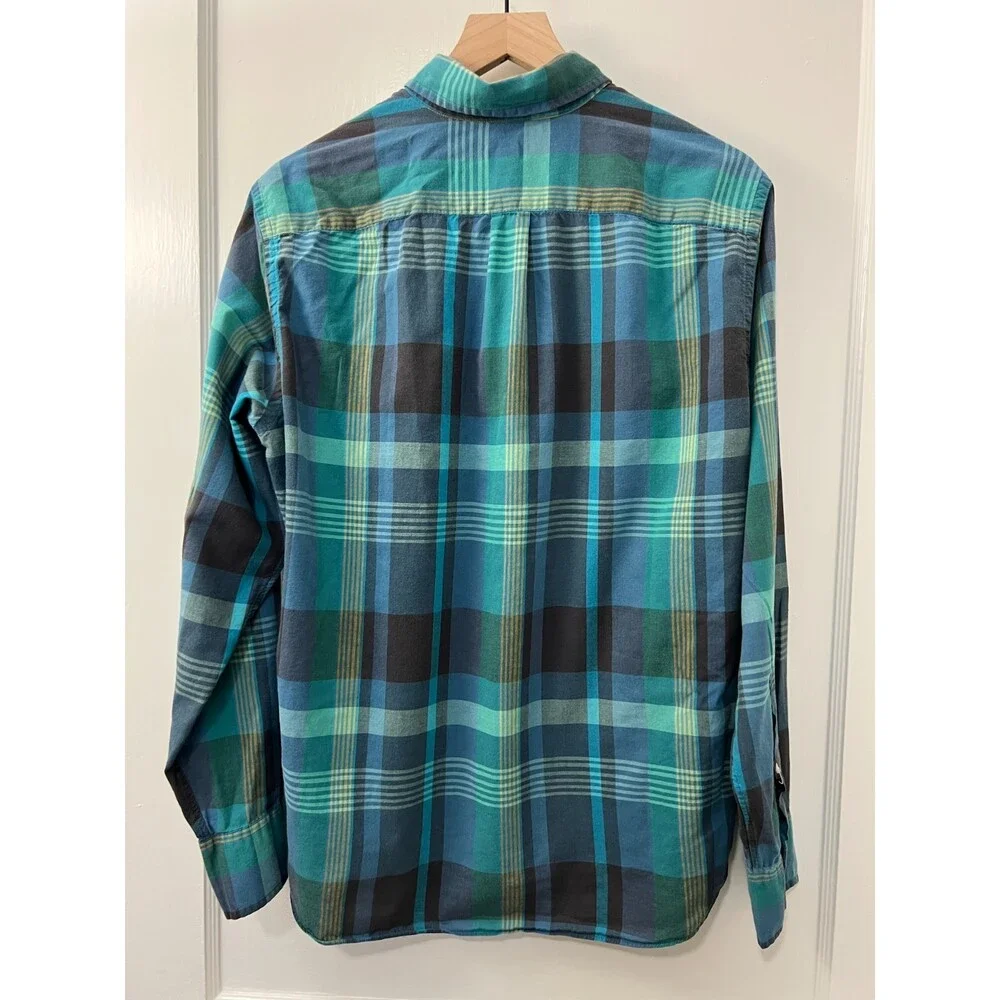 J Crew Men's Blue Yellow Green Plaid Button Down Shirt Size M *READ*